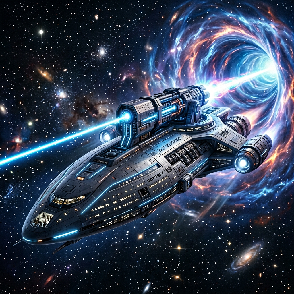 Futuristic Aerodynamic Spaceship for Wormhole Travel | AI Art