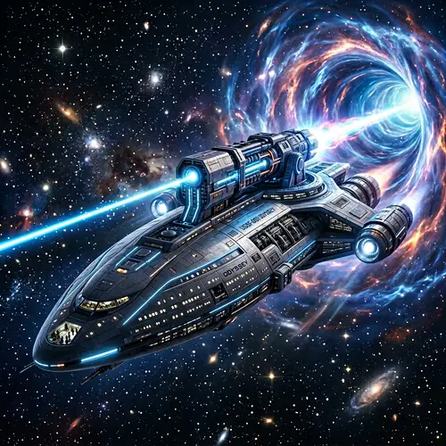 Futuristic Aerodynamic Spaceship for Wormhole Travel