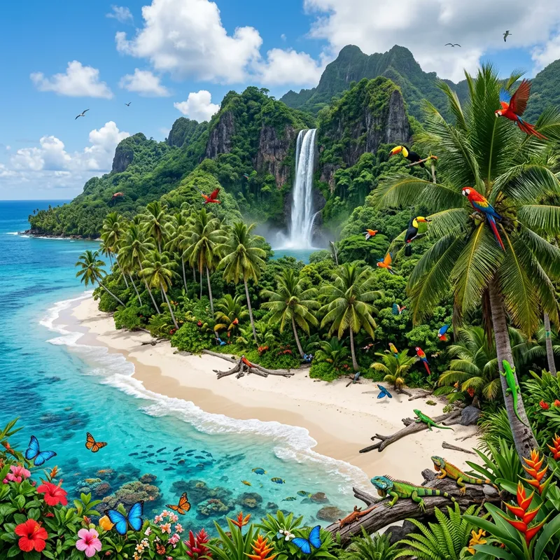 Tranquil Abandoned Island with Tropical Wildlife Haven Tranquil Abandoned Island with Tropical Wildlife Haven