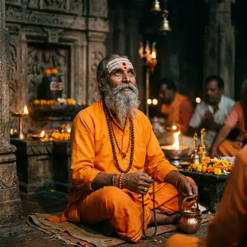 Devout Follower of Lord Shiva | Vibrant Orange Robes