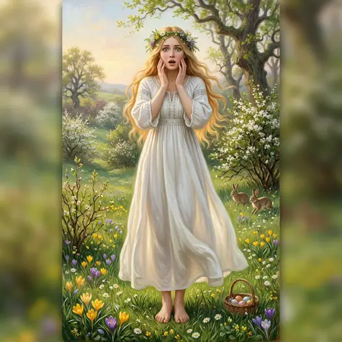 Majestic Goddess Ostara in Shock | White Summer Dress