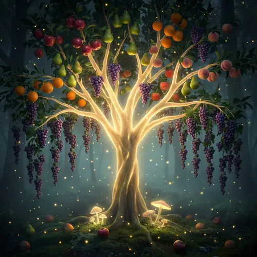 Magical Fruit Tree with Glowing Mystique