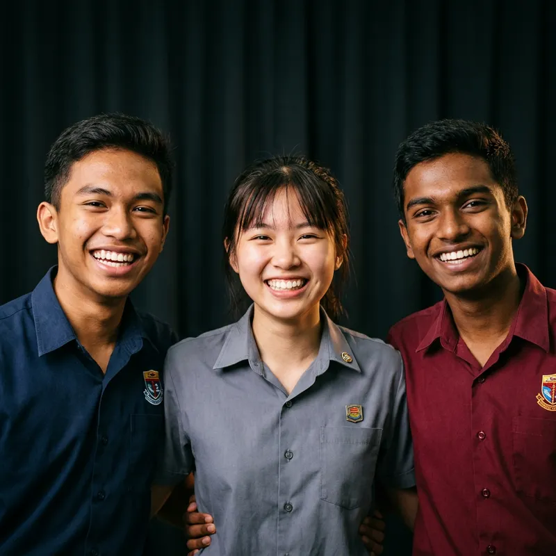 Happy Malaysian Students with Bright Smiles Happy Malaysian Students with Bright Smiles