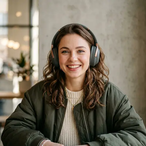 Vibrant Young Russian Woman in Headphones Portrait