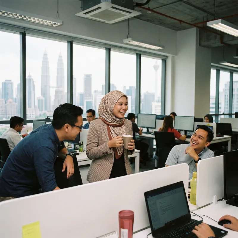 Joyful Malay Lady in Hijab, 28, Office Studio Photo