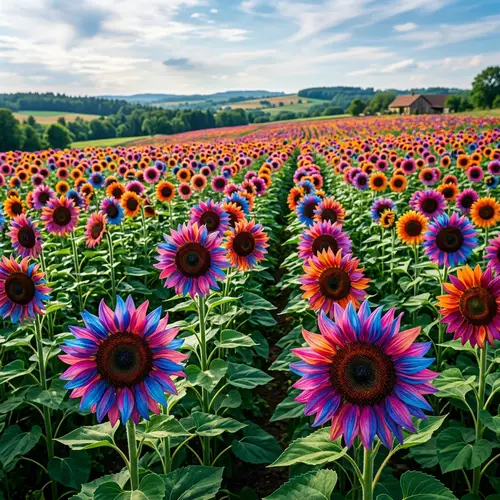 Colorful Sunflowers: An Abstract Nature Spectacle