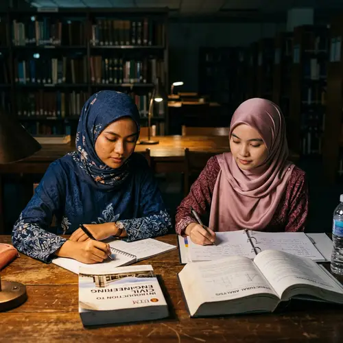 Malaysian Students in Hijabs: Serene Academic Life