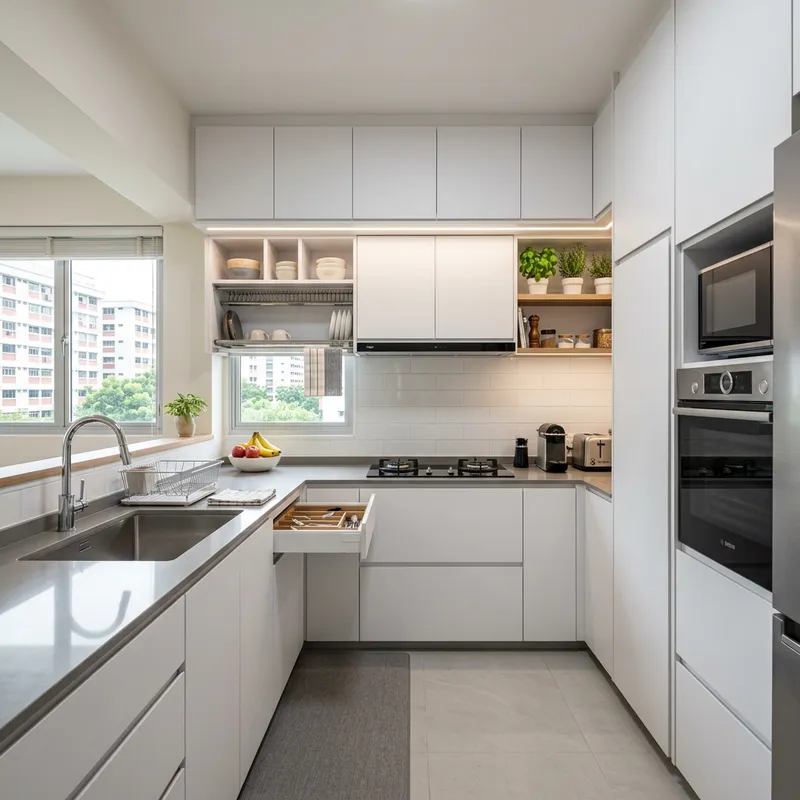Efficient L-Shaped Kitchen Design in Singapore Condo Efficient L-Shaped Kitchen Design in Singapore Condo