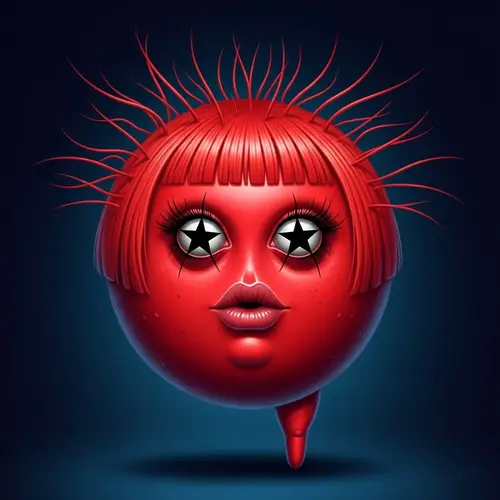 Red Monster with Star-Shaped Eyes