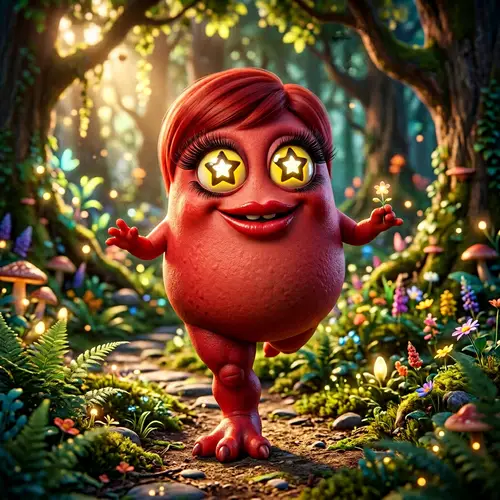 Red Monster with Star-Shaped Eyes