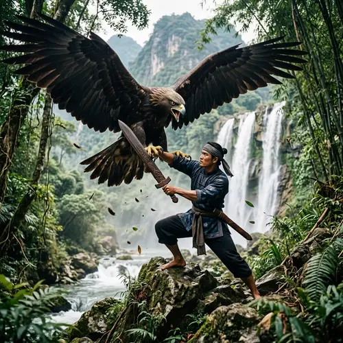 Thach Sanh Battles Giant Eagle - Legendary Vietnamese Hero