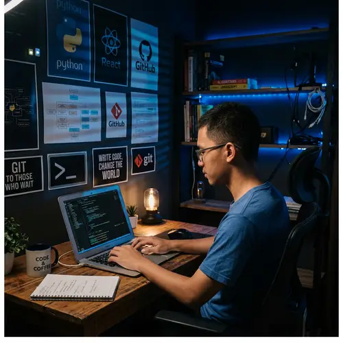 Indonesian Student Focused on Coding and Learning