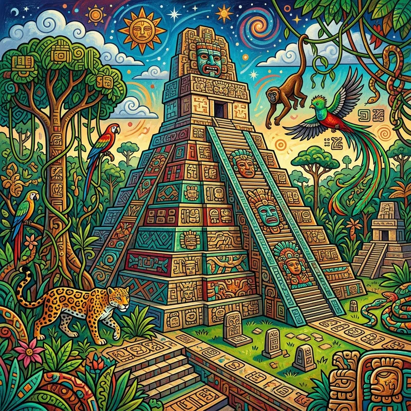Maya Civilization Art: Abstract & Vibrant Colors Maya Civilization Art: Abstract & Vibrant Colors