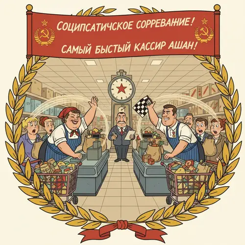 Cartoon Cashiers Compete at Auchan Hypermarket