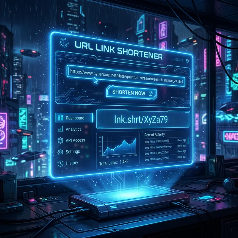 Futuristic URL Link Shortener in Cyberpunk Style