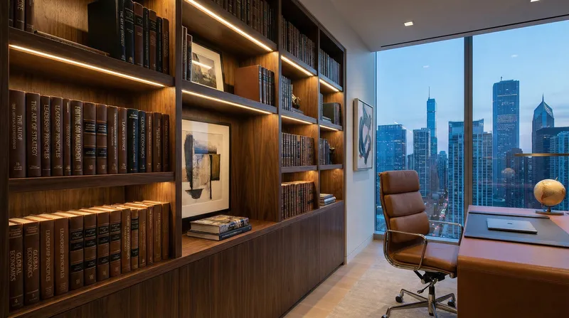 Luxury Executive Bookshelf in Modern Office