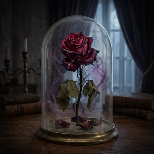 Mystical Rose Under Dark Magic - Tale of Wilted Beauty