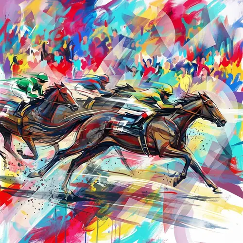 Abstract Horse Racing Art | Dynamic & Colorful Depiction