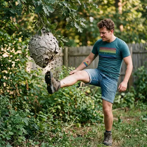 Gay Person Kicking a Wasps' Nest