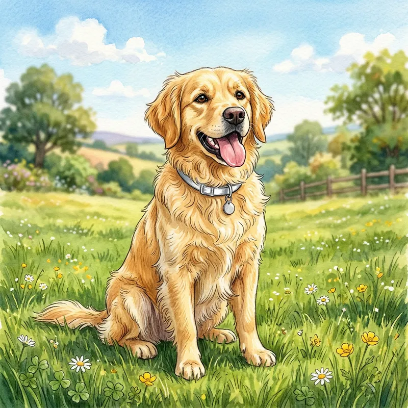 Adorable Dog Playing in Lush Green Grass