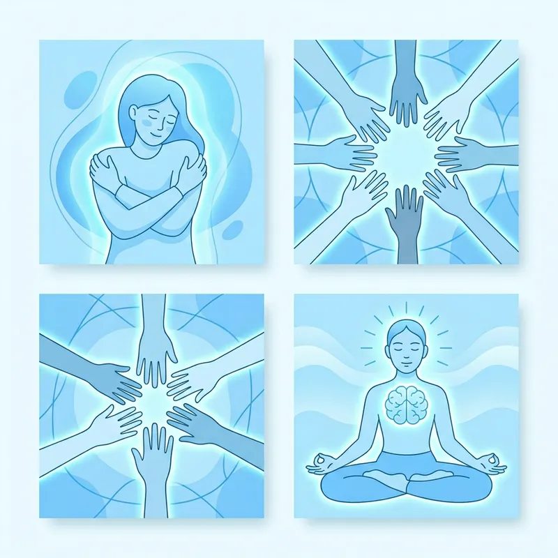 Self-Compassion Graphics: Square Shapes Explain Self-Kindness, Humanity, Mindfulness