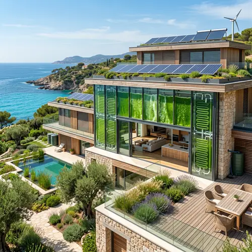 Eco-Friendly Villa Design with Bioreactor Panels