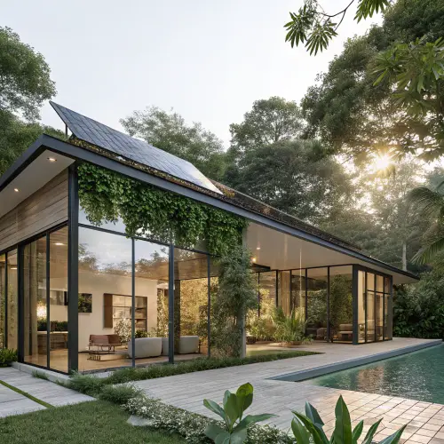 Eco-Friendly Villa Design with Bioreactor Panels
