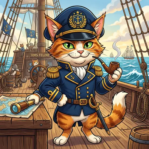Nautical Captain Cat - Swanky Feline Sea Captain