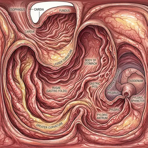 High-Quality 360-Degree Stomach Interior Illustration