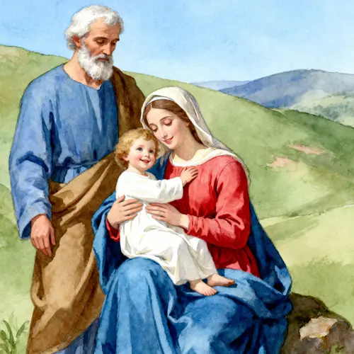 Watercolor Painting of Saint Joseph and Virgin Mary