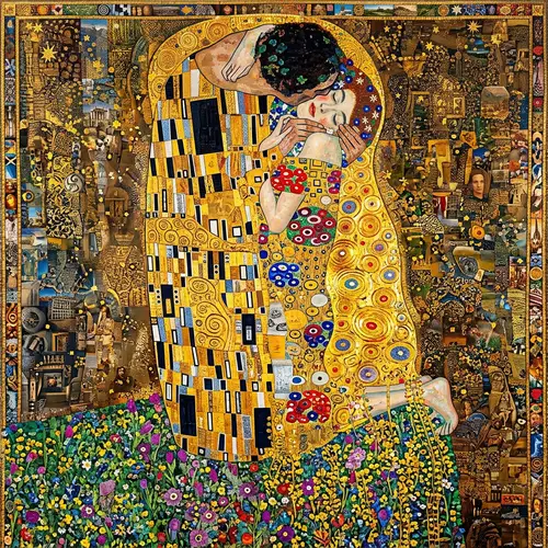 Vibrant Mosaic Artwork Inspired by Gustav Klimt - Contemporary Masterpiece
