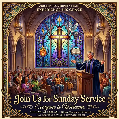 Uplifting Church Service Poster | Sunday Service Invitation