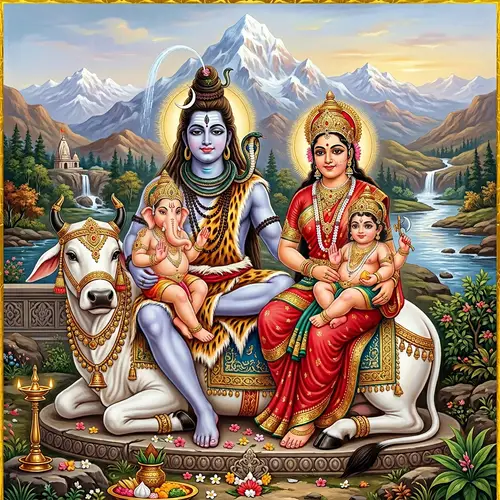 Divine Depiction of Lord Shiva and Maa Parvati in Classical Indian Art