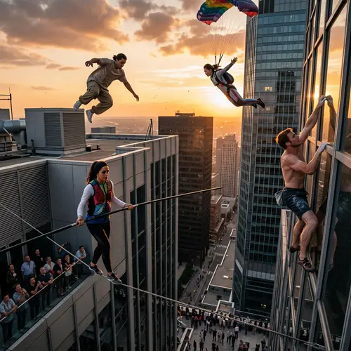 Thrilling Spectacle at Height: Daredevil Performances Defying Gravity