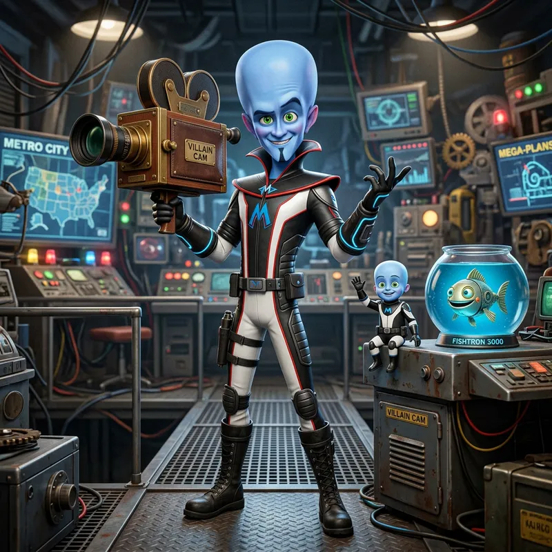 Megamente - Blue Character in Futuristic Outfit