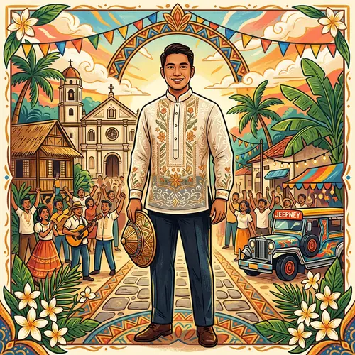 Stylized Filipino Barong Tagalog Illustration