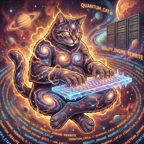 Muscular Cat Coding | Intergalactic Feline Programmer
