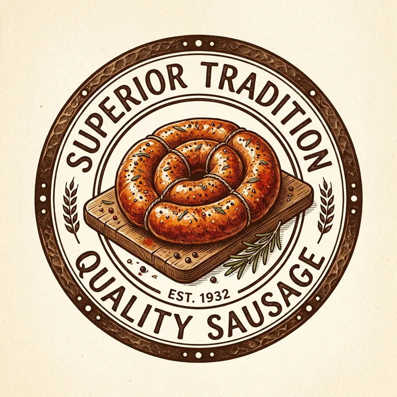Handcrafted Traditional Sausage Logo Design | Artisan Flavor Concept