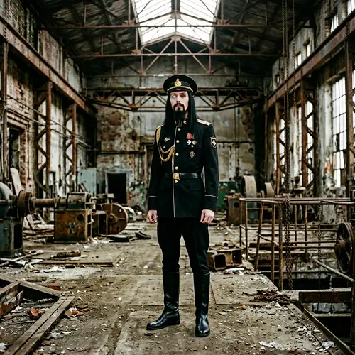 Gothic Soldier in Abandoned Hall