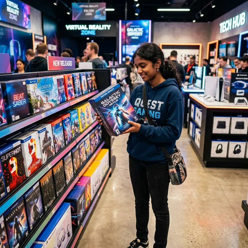 Girl Shopping for Virtual Reality Games