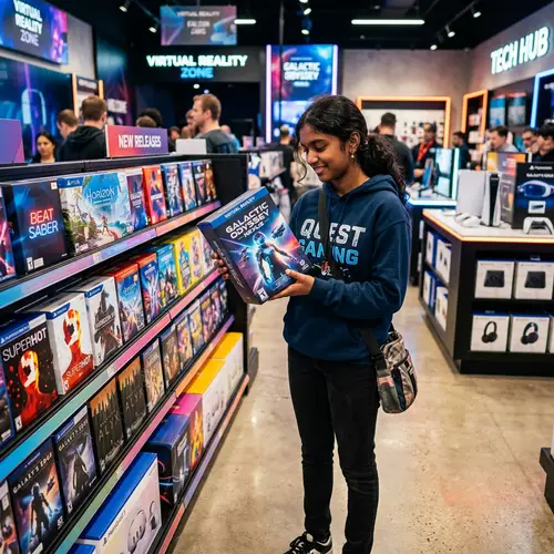 South Asian Girl Shopping for Virtual Reality Games