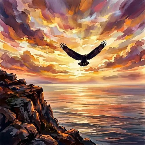 Symphony of Freedom: Inspiring Illustration of Bird Soaring in Vibrant Sky