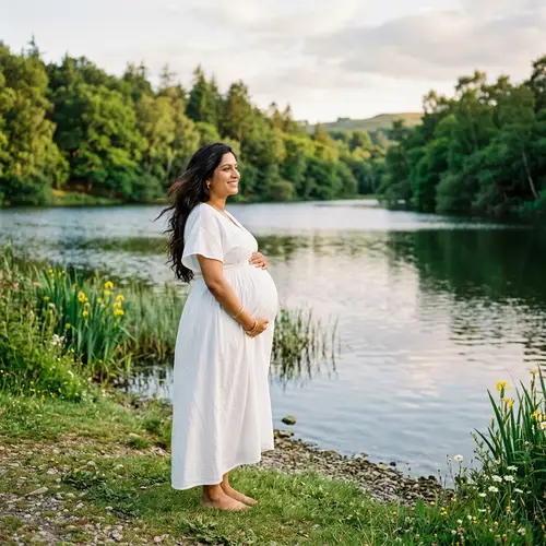 Serene Motherhood: South Asian Pregnancy by the Lake