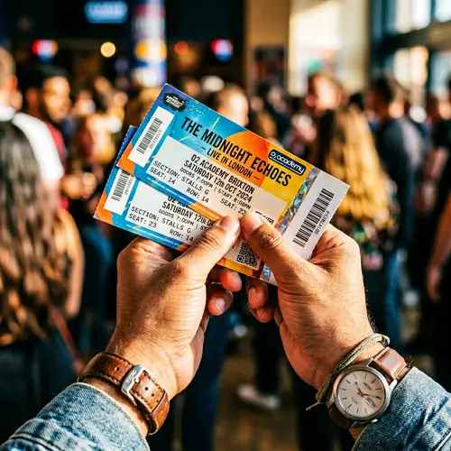 Close-Up Human Hand Grasping Concert Tickets with Care