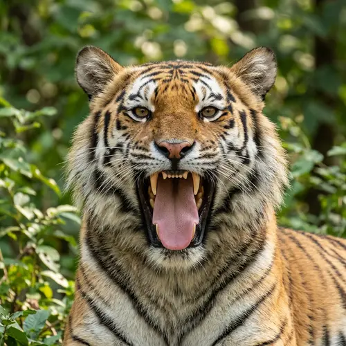 Fluffy Tiger Panting with a Cute Tongue Out