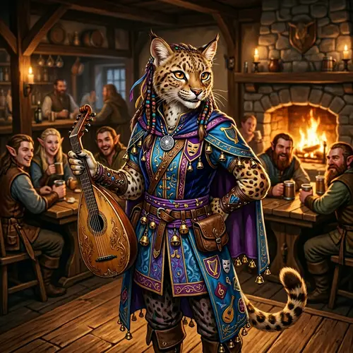 Tabaxi Female Entertainer Rogue: The Bard's Melody