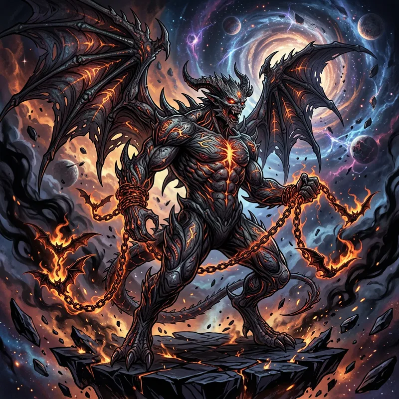 Exquisite Dark Fantasy Illustration of Demonic Spawn Symbiote with Multilayered Wings