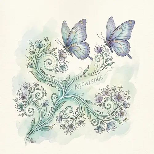 Freedom Symbolized by Butterflies and Knowledge