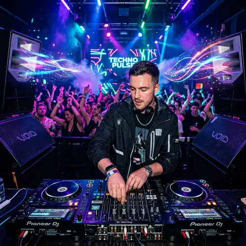 Modern Techo DJ in High Energy Club Environment