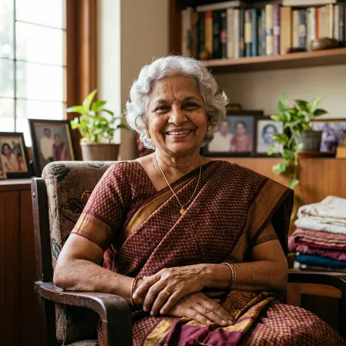 Realistic South Asian Grandmother Portrait | Heartwarming Smile